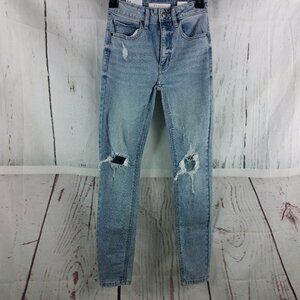 NWT Eunia Bella Super High Rise Sz 0 Skinny Ankle Distressed Blue Jeans …